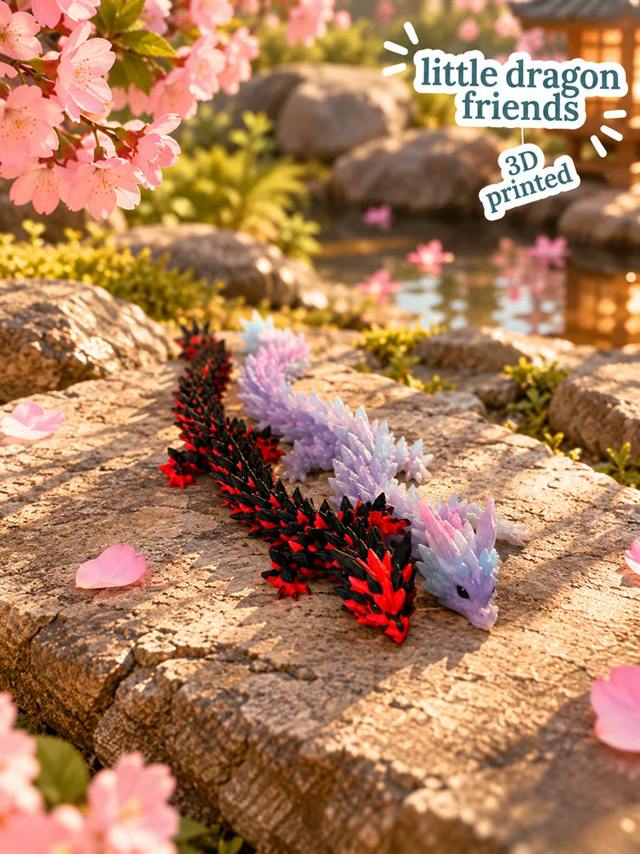 Little Dragon Friends — articulated Fire Dragon and Sakura Ice Dragon